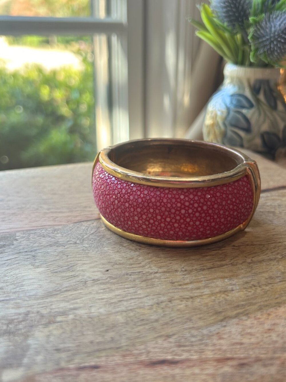 Robyn Brooks Fuschia Stingray leather hinge bracelet